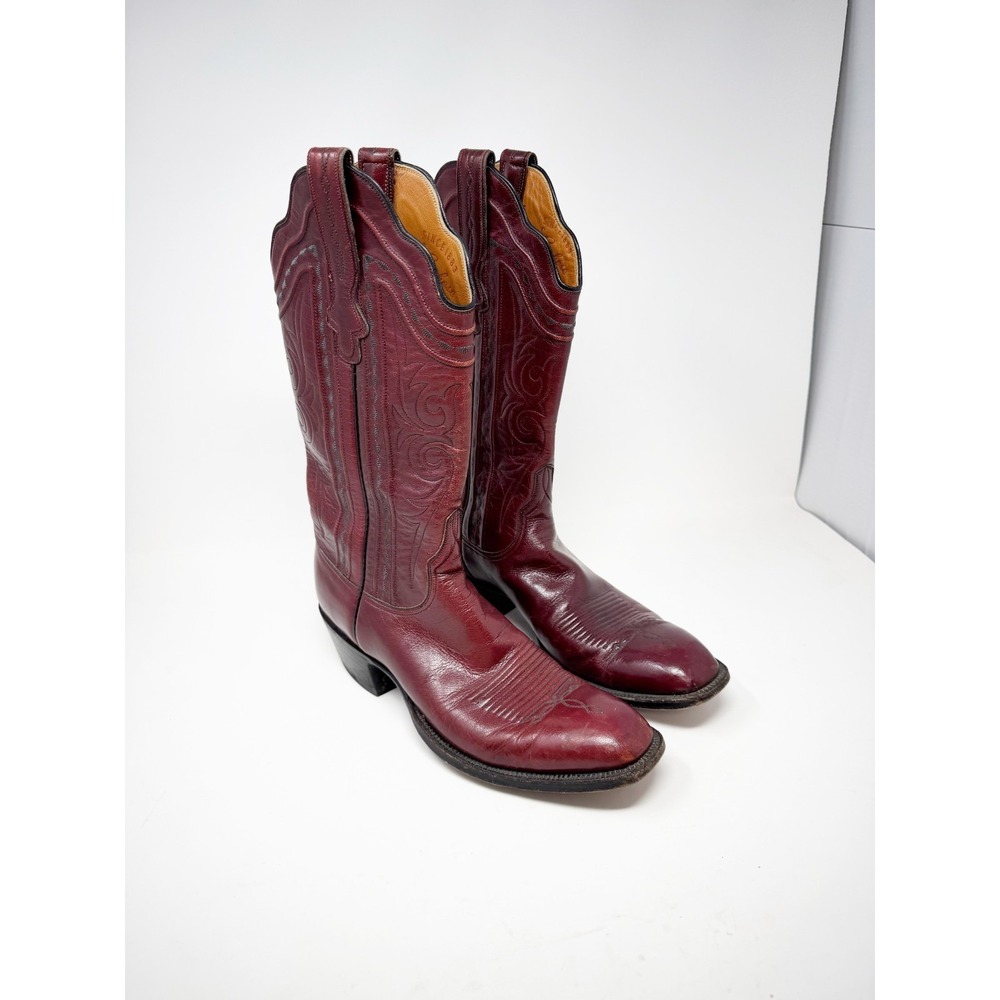Lucchese San Antonio Womens Vintage Black Cherry Cowboy Boots L6676 Size‎ 10